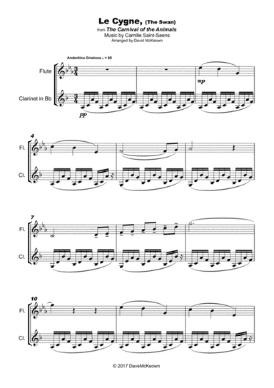 The Swan, (Le Cygne), by Saint-Saens, Duet for Flute and Clarinet (arr. David McKeown)