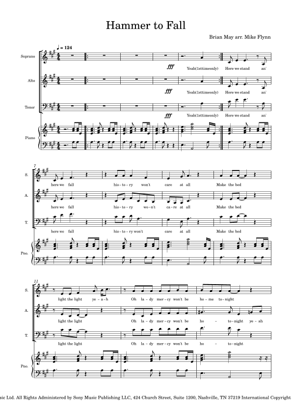 Hammer To Fall (arr. Mike Flynn)