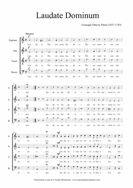 Giuseppe Ottavio Pitoni (1657-1743) - Laudate Dominum a 4 (arr. Guido Menestrina)