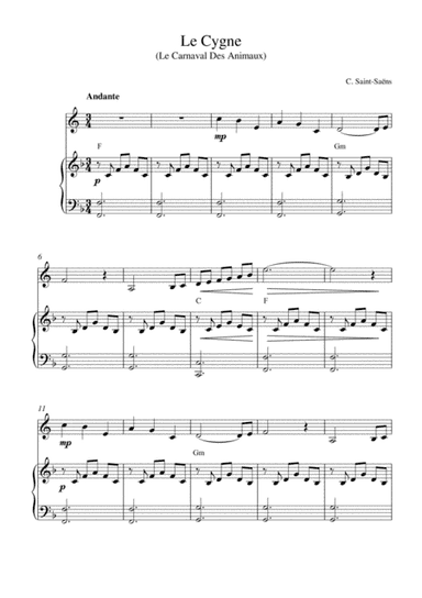 Le Cygne (Le Carnaval Des Animaux) (arr. Kaiserin Rebecca)