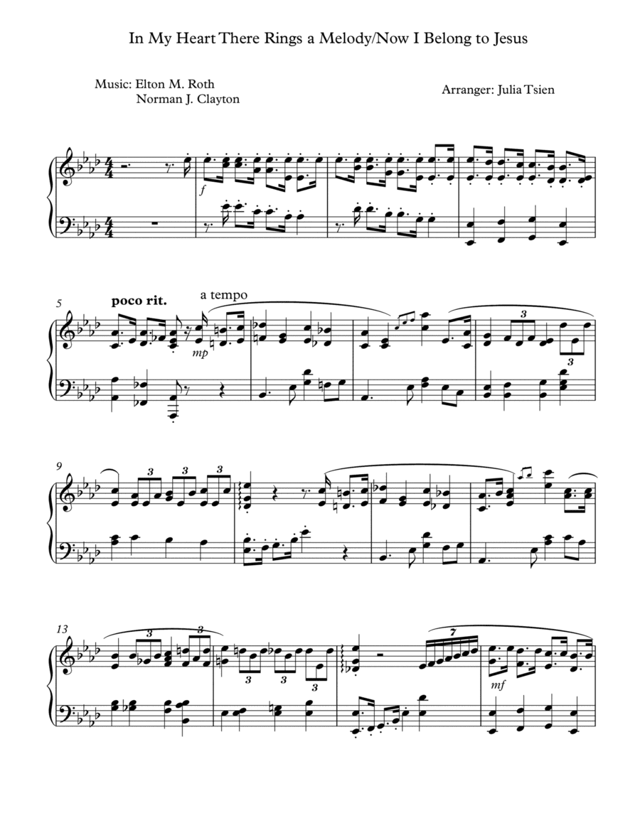 In My Heart There Rings a Melody (Medley) (arr. julia tsien)