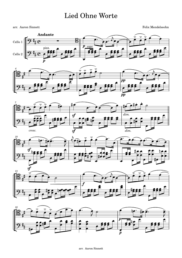 Lied Ohne Worte (Song Without Words) (arr. Aaron Sinnett)