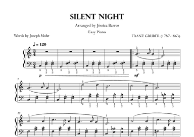 Silent Night (Easy Piano - With Note Names) (arr. Jéssica Barros)
