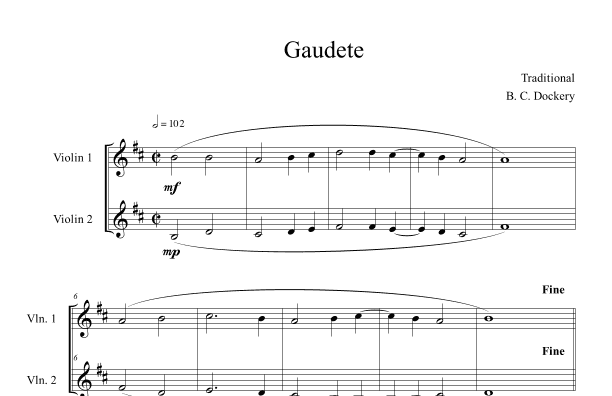 Gaudete (Violin Duet) (arr. B. C. Dockery)