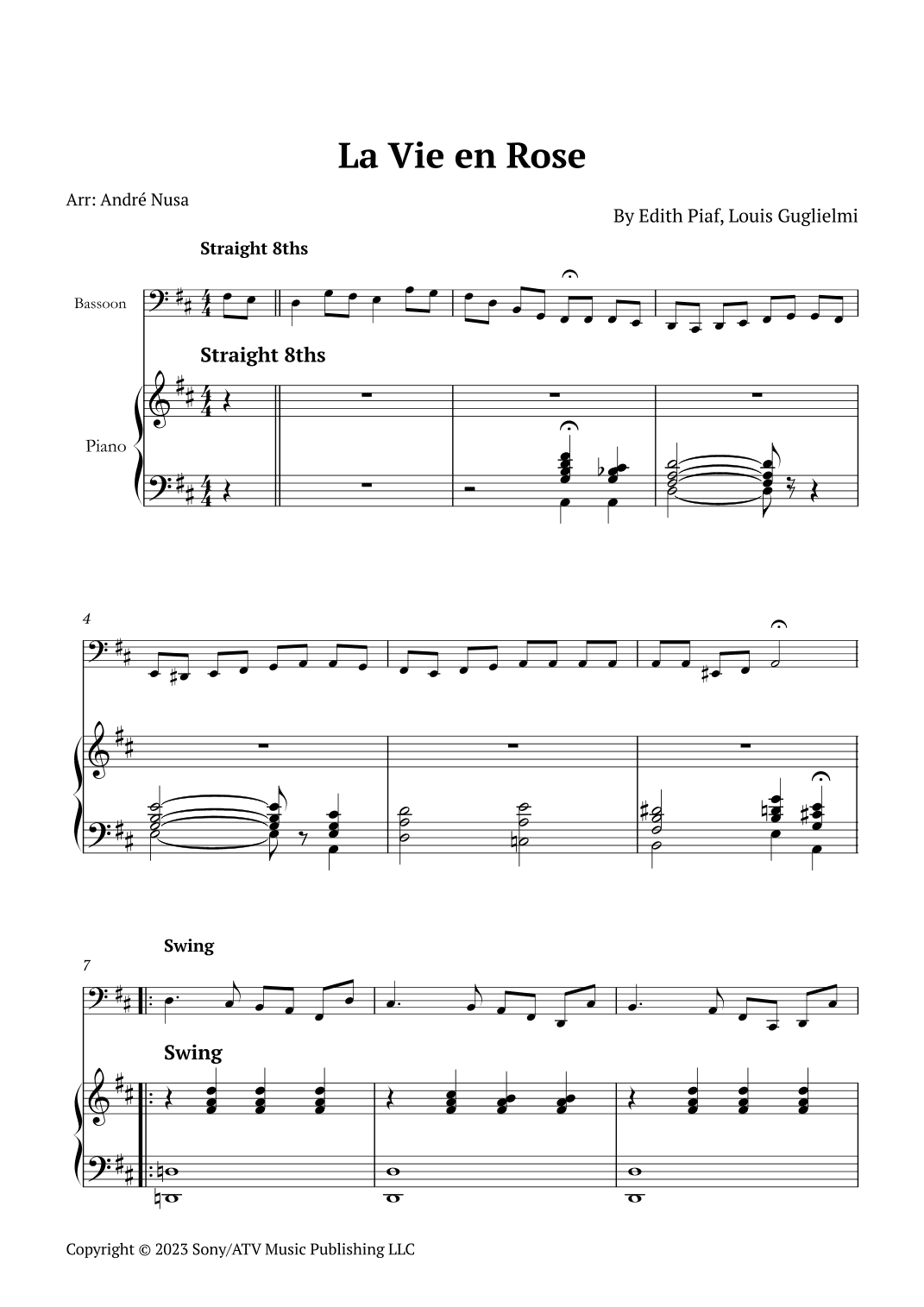 La Vie En Rose (arr. André Nusa)
