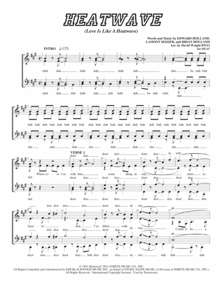 Heatwave (love Is Like A Heatwave) (arr. David Wright)