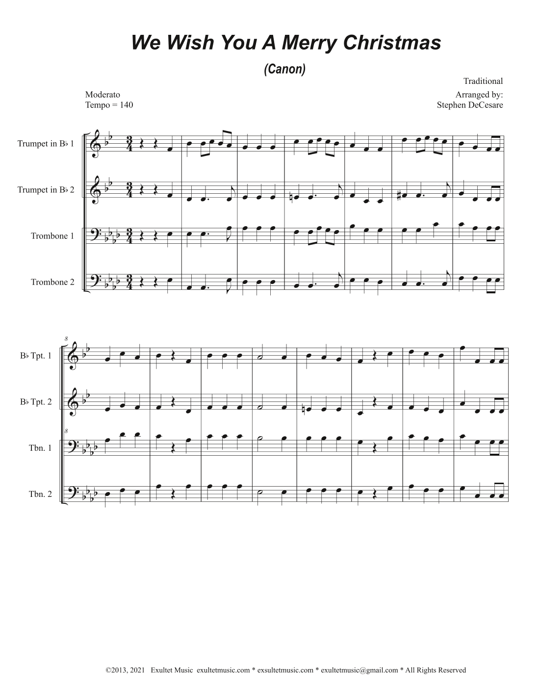 We Wish You A Merry Christmas (Canon) (Brass Quartet - Alternate Version) (arr. Stephen DeCesare)