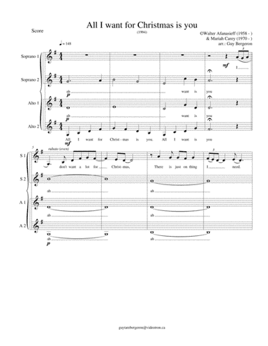 All I Want For Christmas Is You (arr. Guy Bergeron)