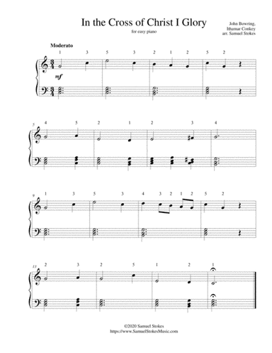 In the Cross of Christ I Glory - for easy piano (arr. Samuel Stokes)
