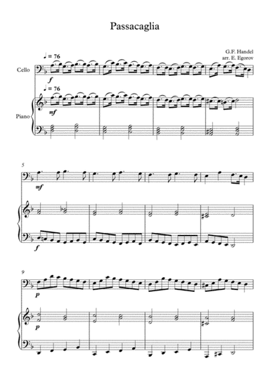 Passacaglia, Handel-Halvorsen, For Cello & Piano (arr. Eugene Egorov)