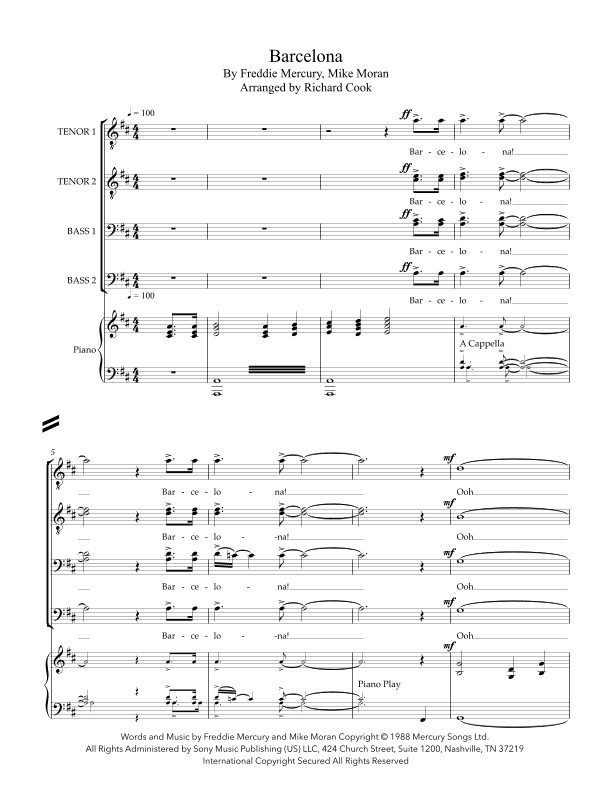 Barcelona (arr. Richard Cook)