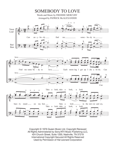 Somebody To Love (arr. Patrick McAlexander)