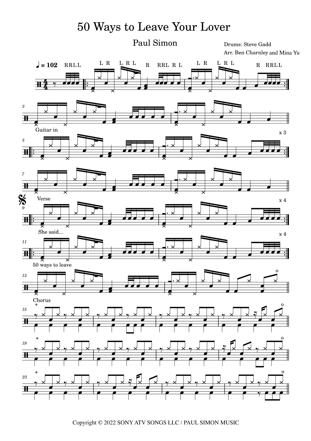 50 Ways To Leave Your Lover (arr. Ben Charnley, Mina Yu)