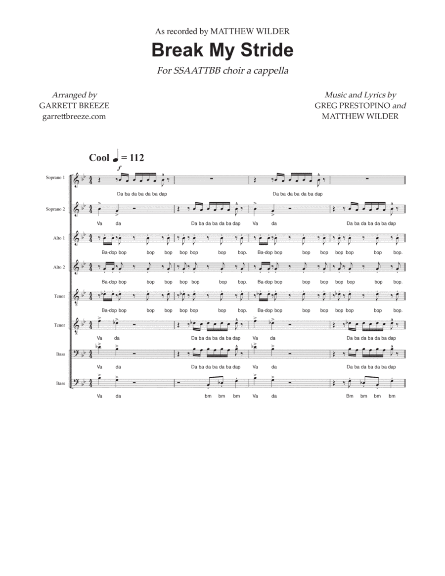 Break My Stride (arr. Garrett Breeze)