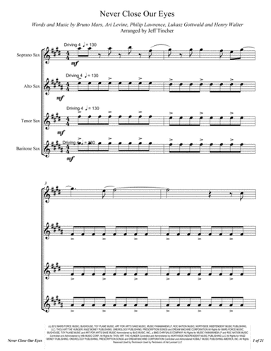 Never Close Our Eyes (arr. Jeff Tincher)