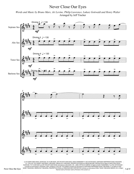 Never Close Our Eyes (arr. Jeff Tincher)