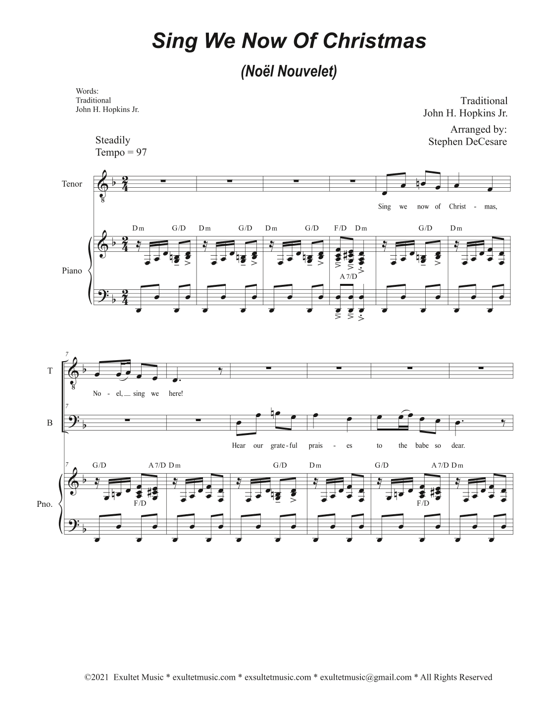 Sing We Now Of Christmas (Noël Nouvelet) (2-part choir - (TB) (arr. Stephen DeCesare)