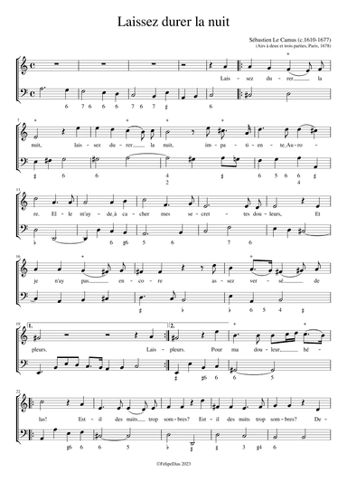 Laissez durer la nuit (arr. Early Music Scores)
