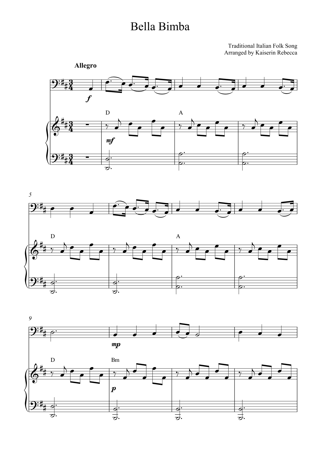 Bella Bimba (arr. Kaiserin Rebecca)
