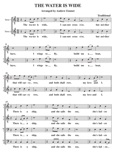 The Water Is Wide A Cappella TTBB (arr. Andrew Emmet)