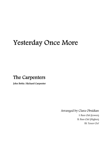 Yesterday Once More (arr. Clara Obsidian)