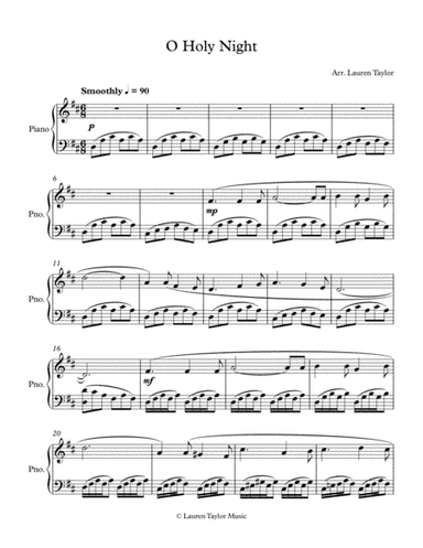 O Holy Night - Piano Solo (arr. Lauren Taylor)