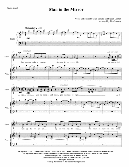 Man In The Mirror (arr. Tim Sarsany)
