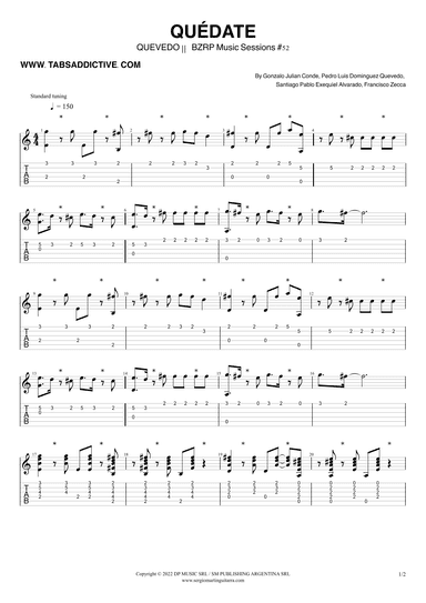 Quevedo Bzrp Music Sessions Vol 52 (arr. TABS ADDICTIVE - SERGIO MARTIN GUITARRA)