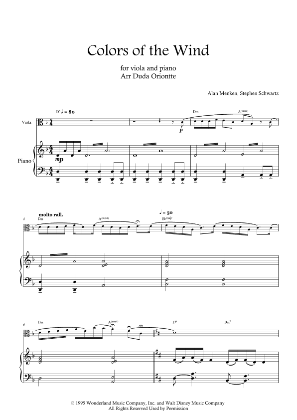 Colors Of The Wind (arr. Duda Oriontte)