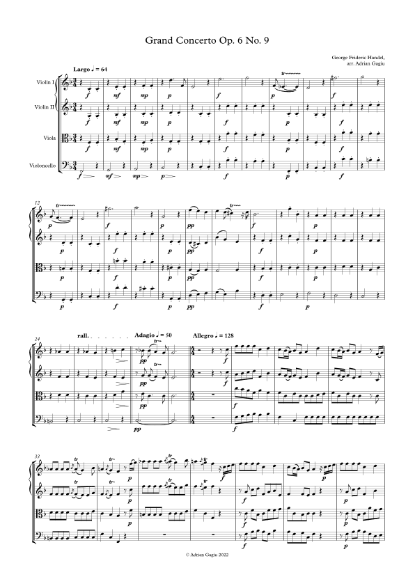 Concerto grosso in F major op. 6 no. 9 (arr. Adrian Gagiu)
