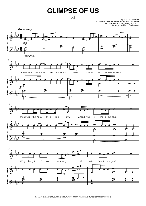 Glimpse Of Us (arr. Mario Stallbaumer)