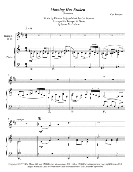 Morning Has Broken (arr. James M. Guthrie, ASCAP)