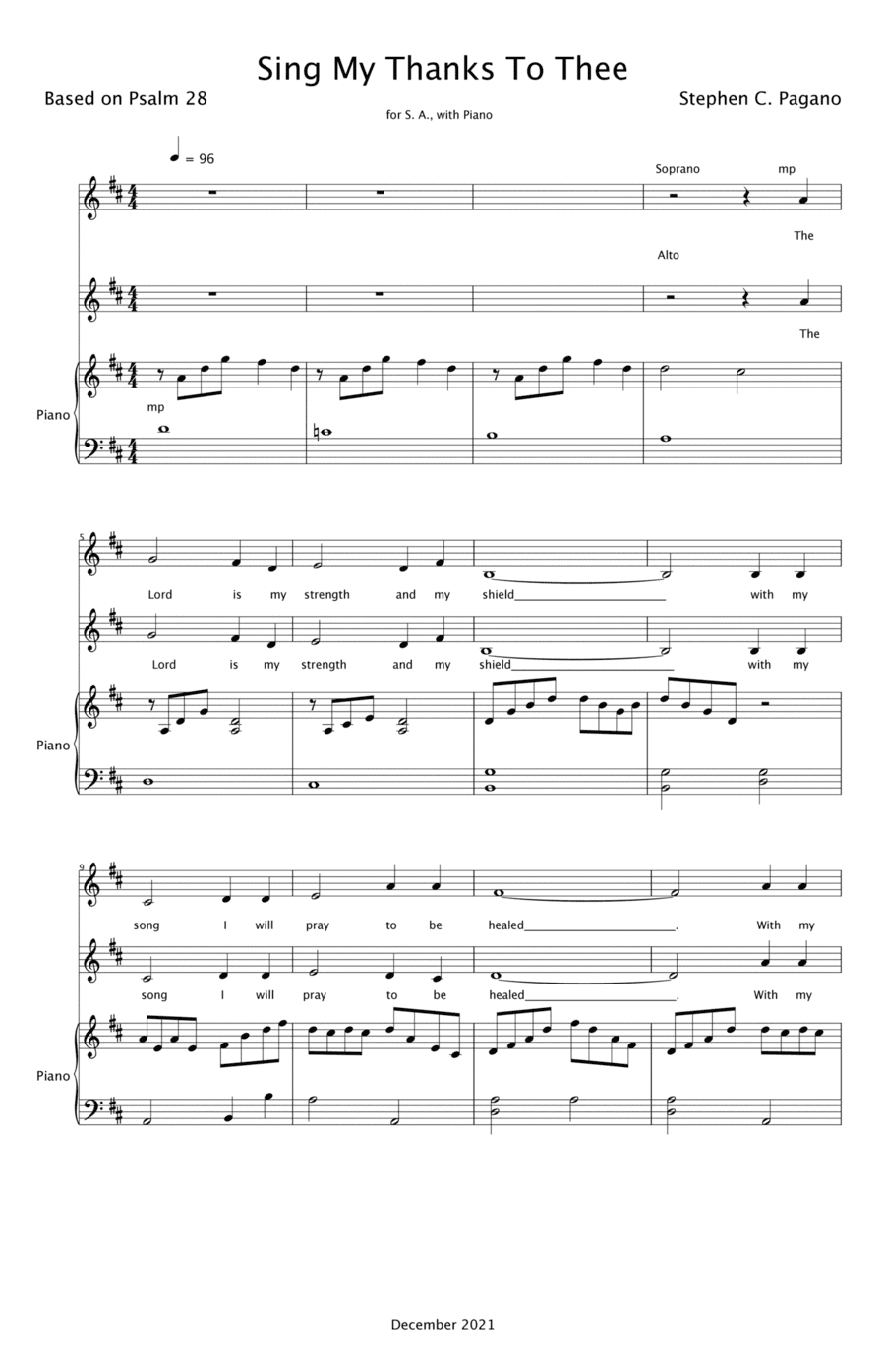 Sing My Thanks To Thee