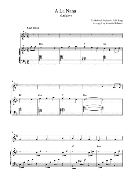 A La Nana (Lullaby) (arr. Kaiserin Rebecca)