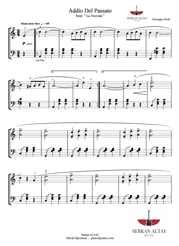 Addio Del Passato (arr. Serkan ALTAY)