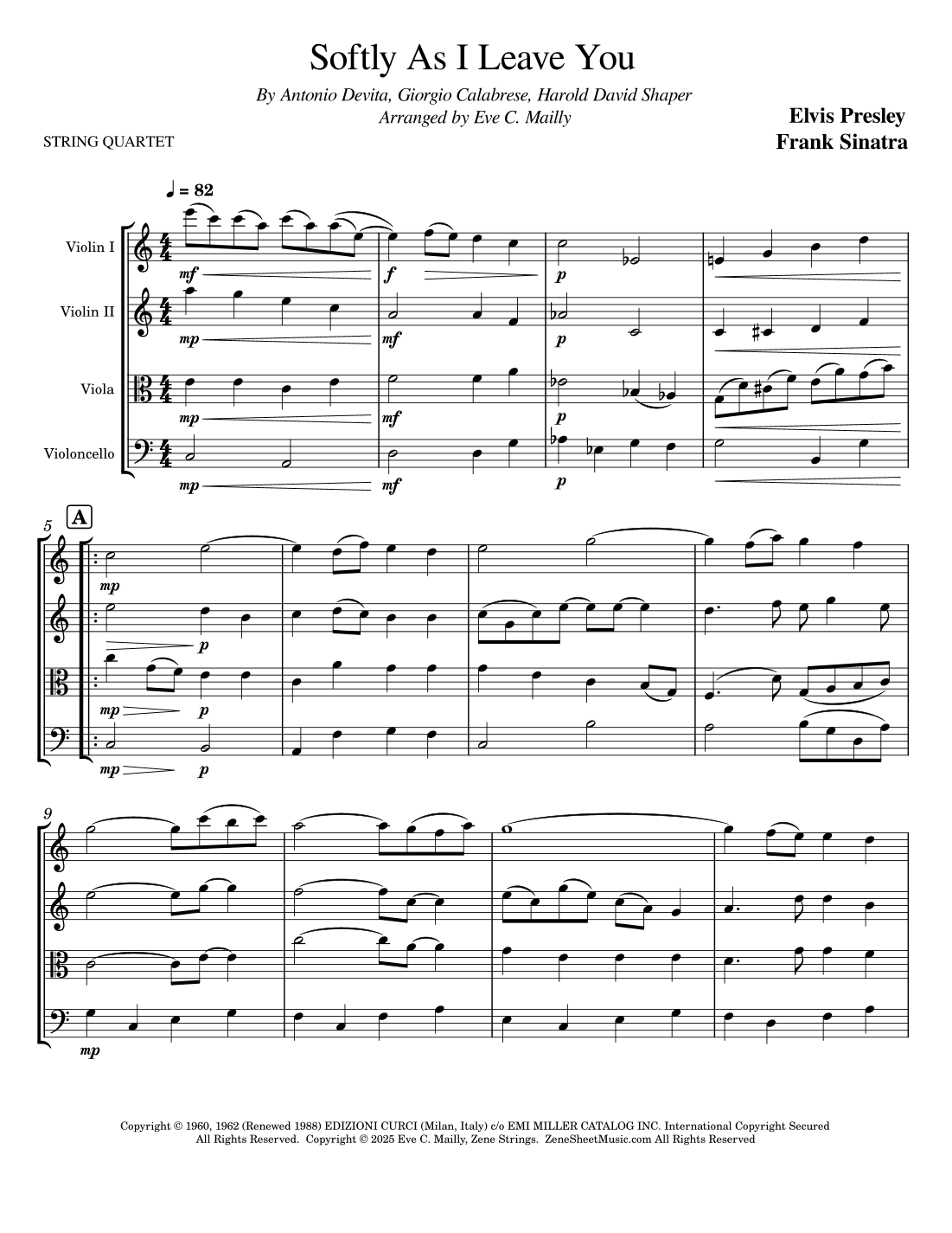 Softly As I Leave You (arr. Eve C. Mailly - Zene Strings)