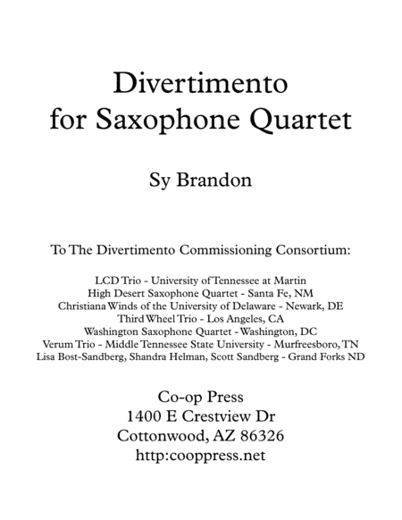 Divertimento for Saxophone Quartet