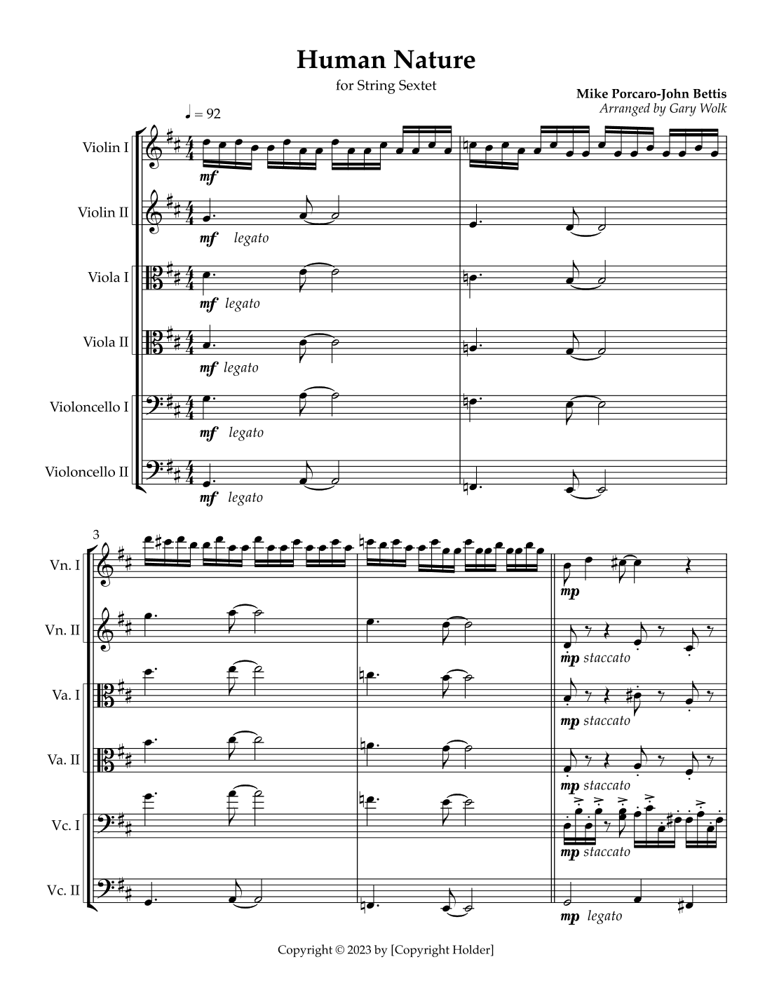 Human Nature (arr. Gary Wolk)