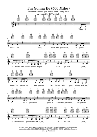 I'm Gonna Be (500 Miles) (arr. F. Turnbull)