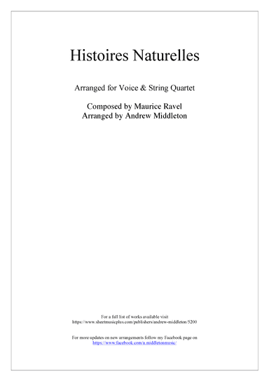 Histoires Naturelles arranged for Voice and String Quartet (arr. Andrew Middleton)