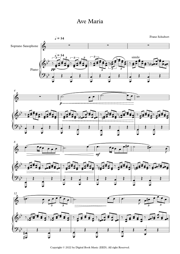 Ave Maria - Franz Schubert (Soprano Sax + Piano) (arr. Digital Book Music)