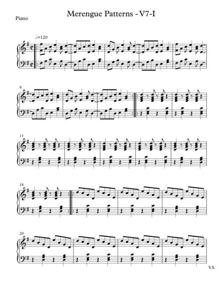 Merengue Patterns for Piano (arr. Erik Kihss Digital Publishing)