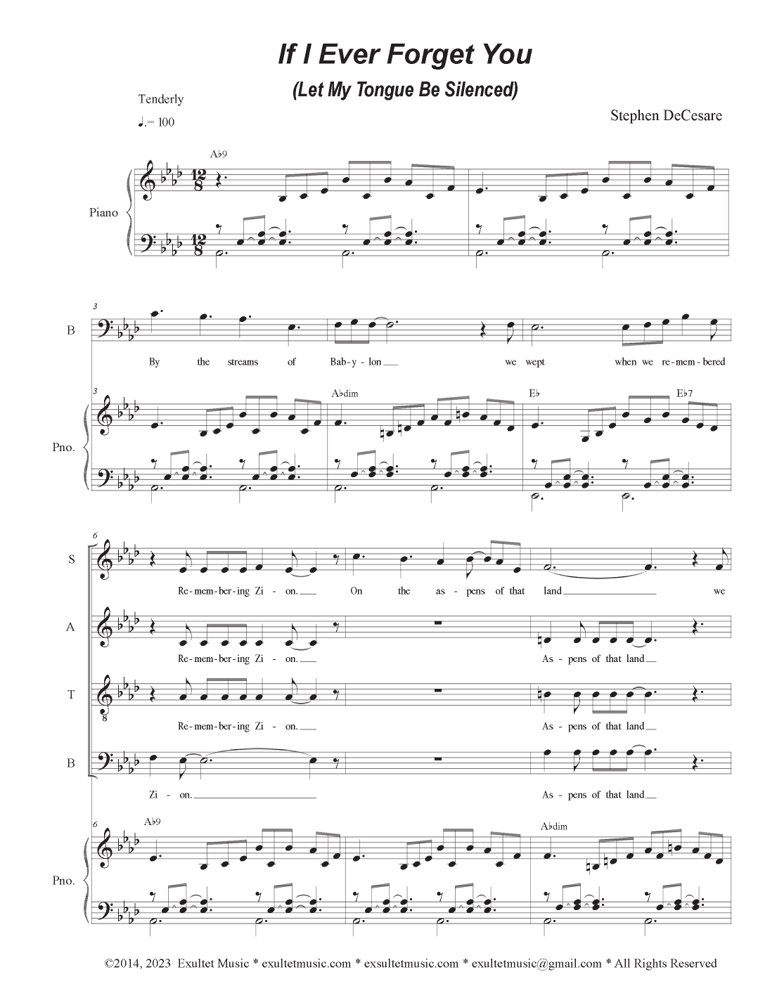 If I Ever Forget You (Let My Tongue Be Silenced) (Vocal Quartet - (SATB)