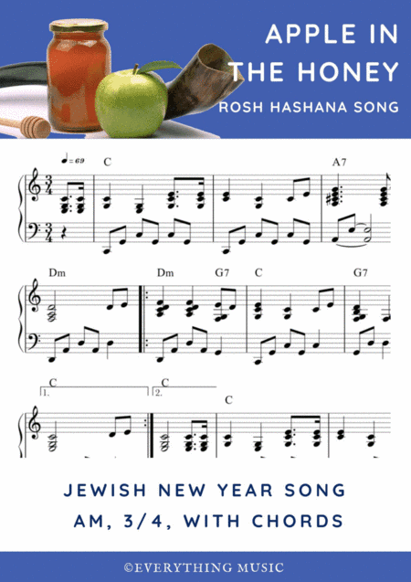 Jewish New year song. Dip the apple in the honey. Rosh Hashanah song (arr. R.Sloboder)