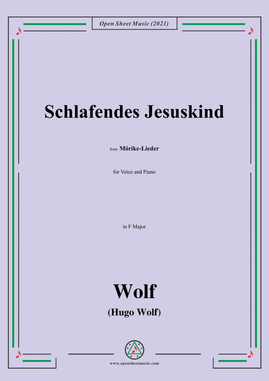 Wolf-Schlafendes Jesuskind,in F Major,IHW 22 No.25,from Morike-Lieder,for Voice and Piano (arr. Open Cloud)