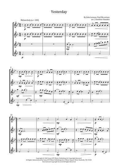 Yesterday (arr. J Swinhoe-Standen)