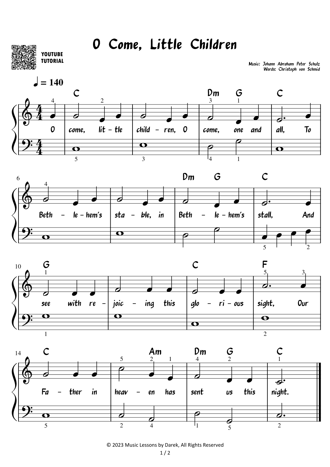O Come, Little Children - Christmas Carol [EASY PIANO] (arr. Darek)