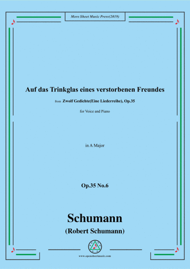 Schumann-Auf das Trinkglas eines...,Op.35 No.6 in A Major,for V&Pno (arr. MSM)