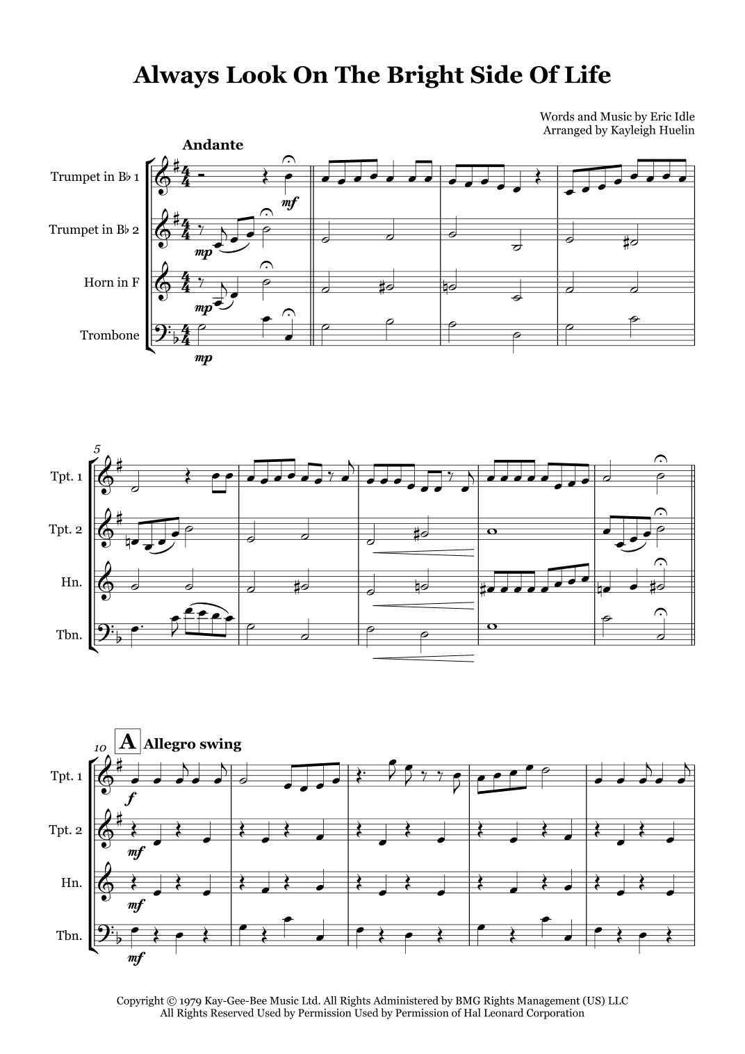 Always Look On The Bright Side Of Life (arr. Kayleigh Huelin)