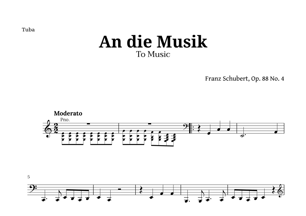 An die Musik (To Music) by for Tuba (arr. Langanho)